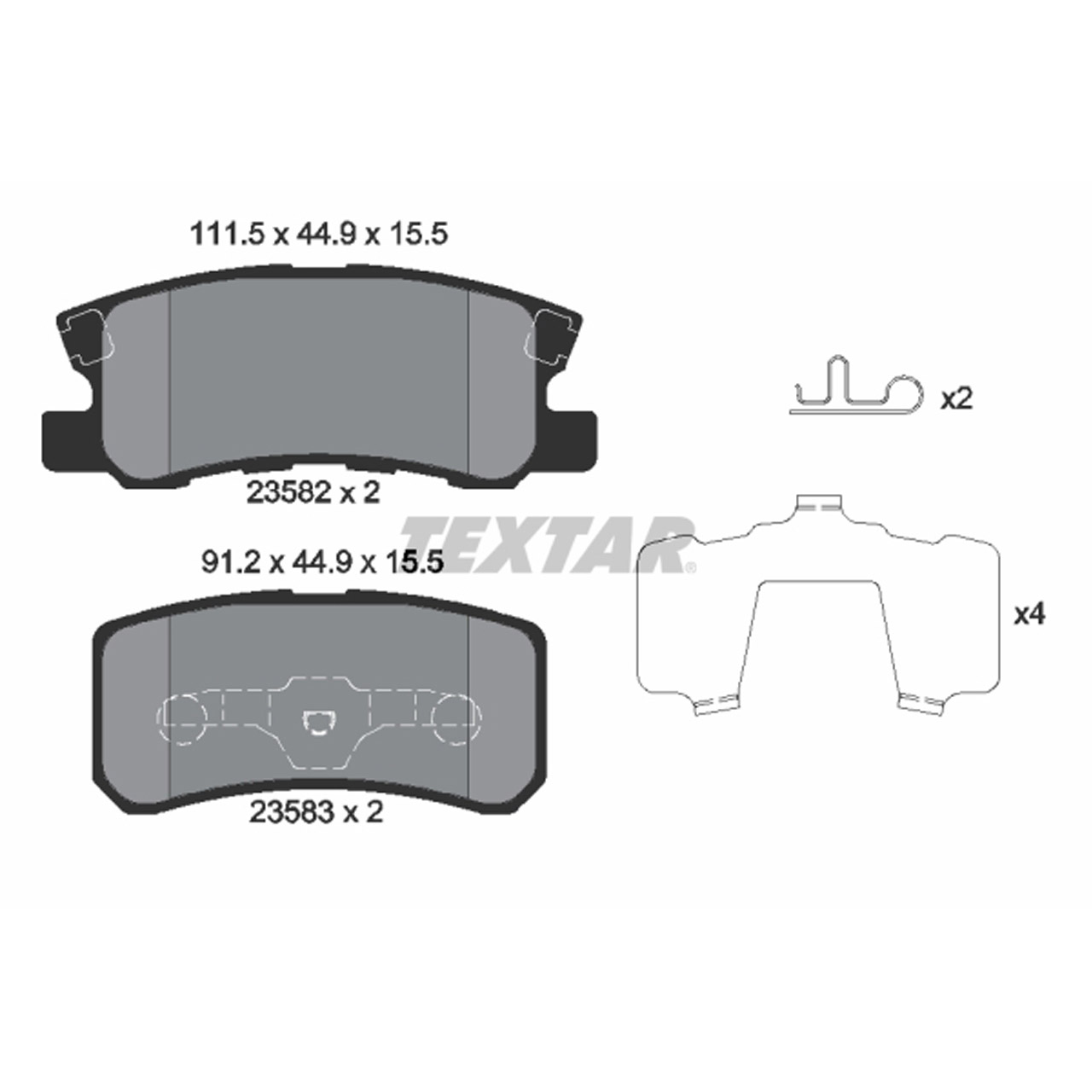 TEXTAR 2358202 Bremsbeläge CHRYSLER CITRODEN DODGE JEEP LANCIA MITSUBISHI PEUGEOT hinten