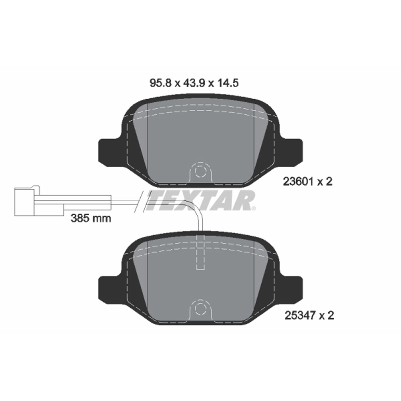 TEXTAR 2360104 Bremsbeläge + Warnsensor FIAT 500 / C (312_) 0.9 105 PS hinten 71770110