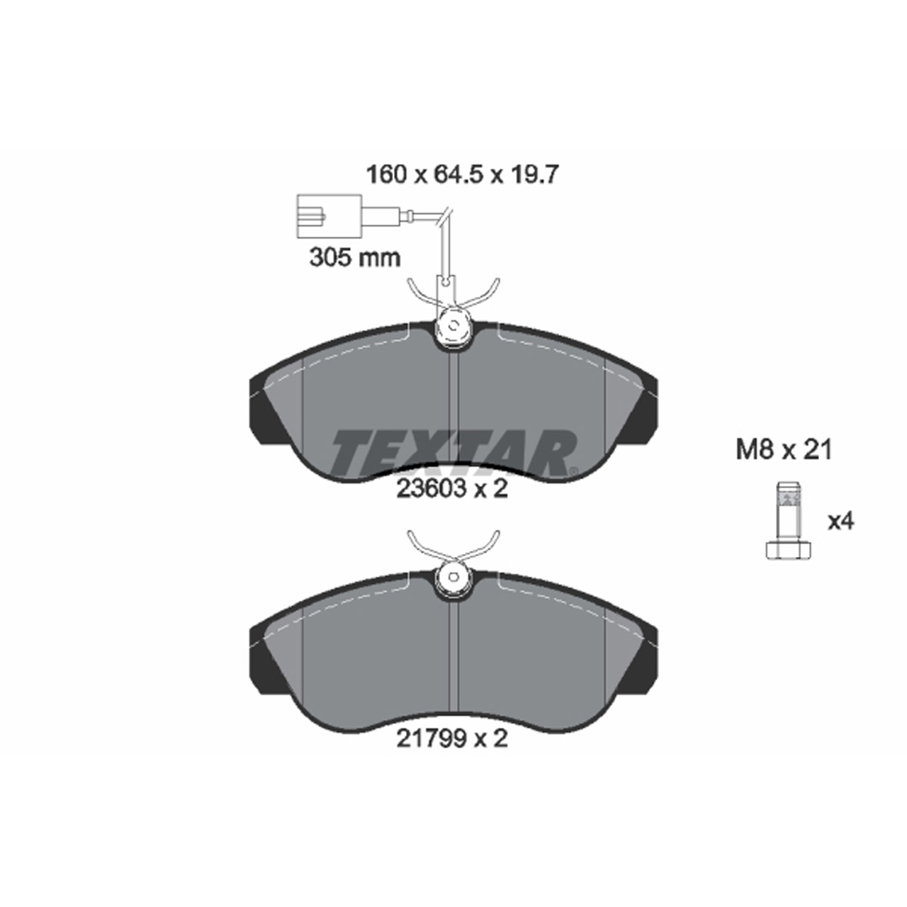 TEXTAR 2360301 Bremsbeläge + Sensor CITROEN Jumper 1 FIAT Ducato 230 PEUGEOT Boxer vorne