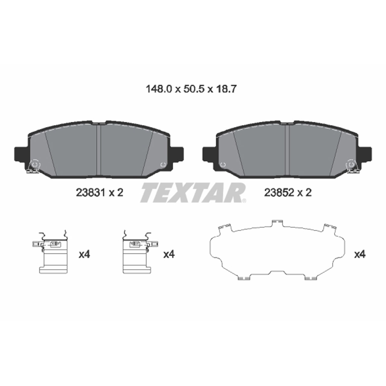 TEXTAR 2383101 Bremsbeläge Bremsklötze JEEP Wrangler 4 JL 2.0 T-GDi 2.2 Multijet II hinten