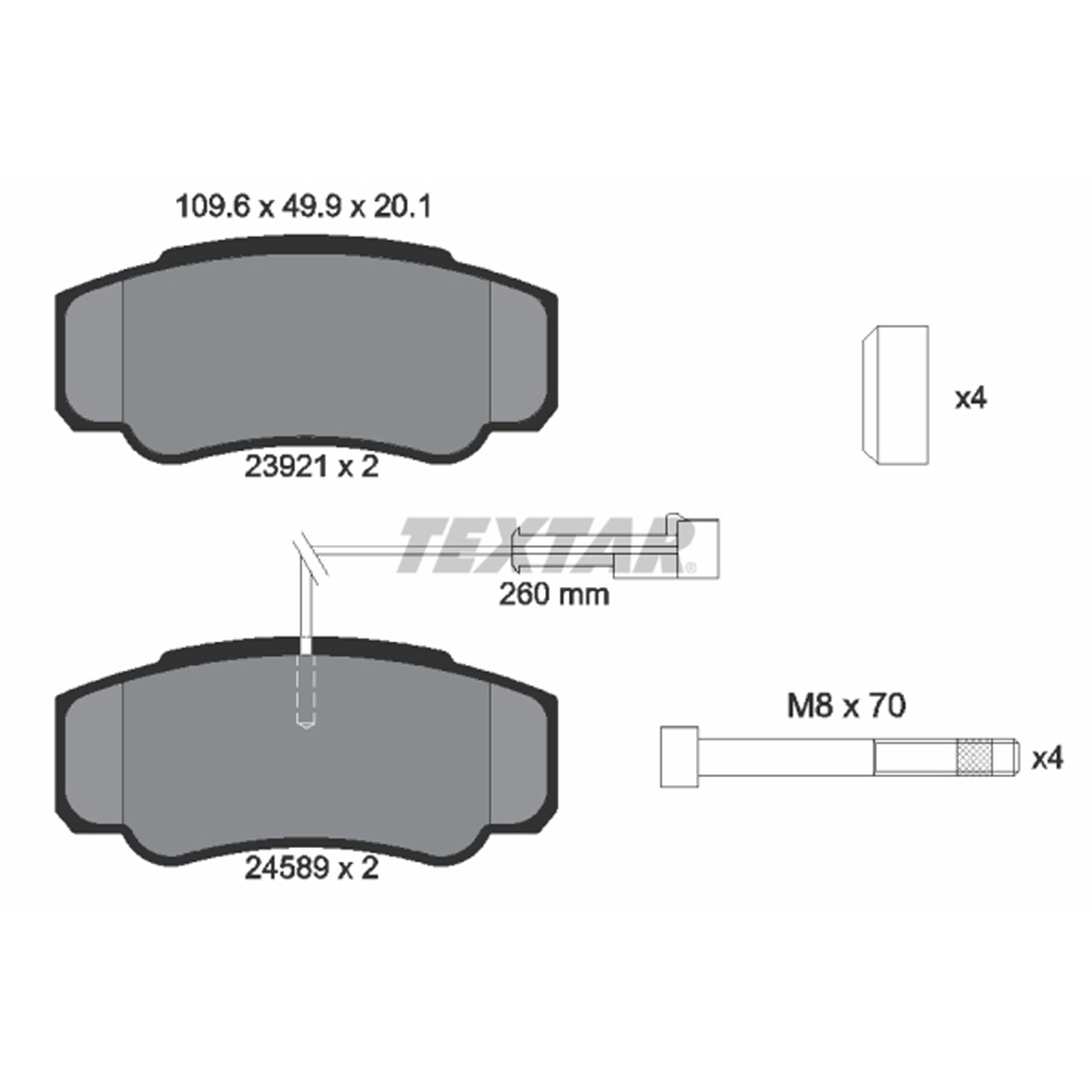 TEXTAR 2392103 Bremsbeläge + Warnsensor NISSAN NT400 / Cabstar (F24M F24W) 3500kg hinten