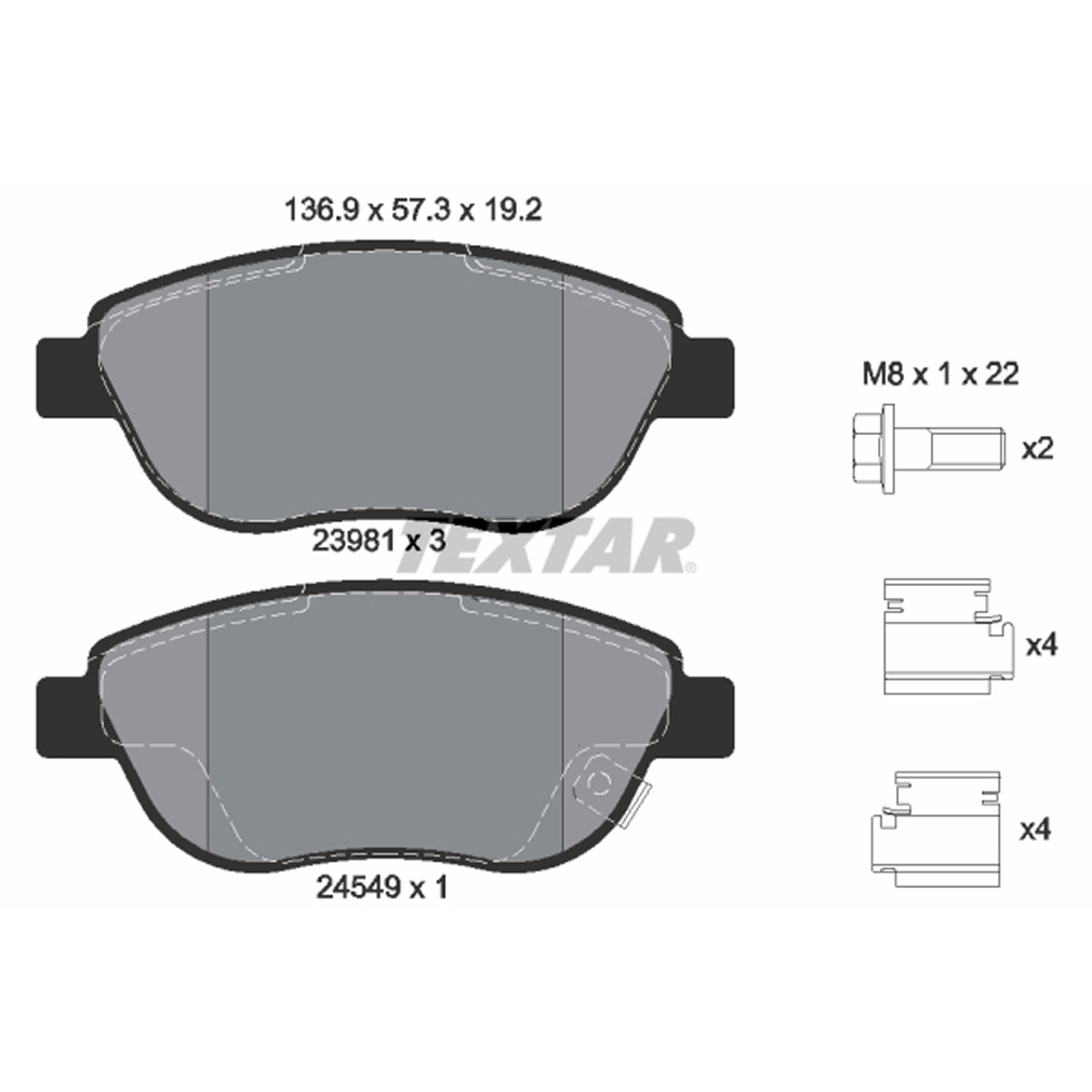 TEXTAR 2398101 Bremsbeläge FIAT 500L (351_, 352_) OPEL Corsa D 1.3 CDTI mit 284mm vorne