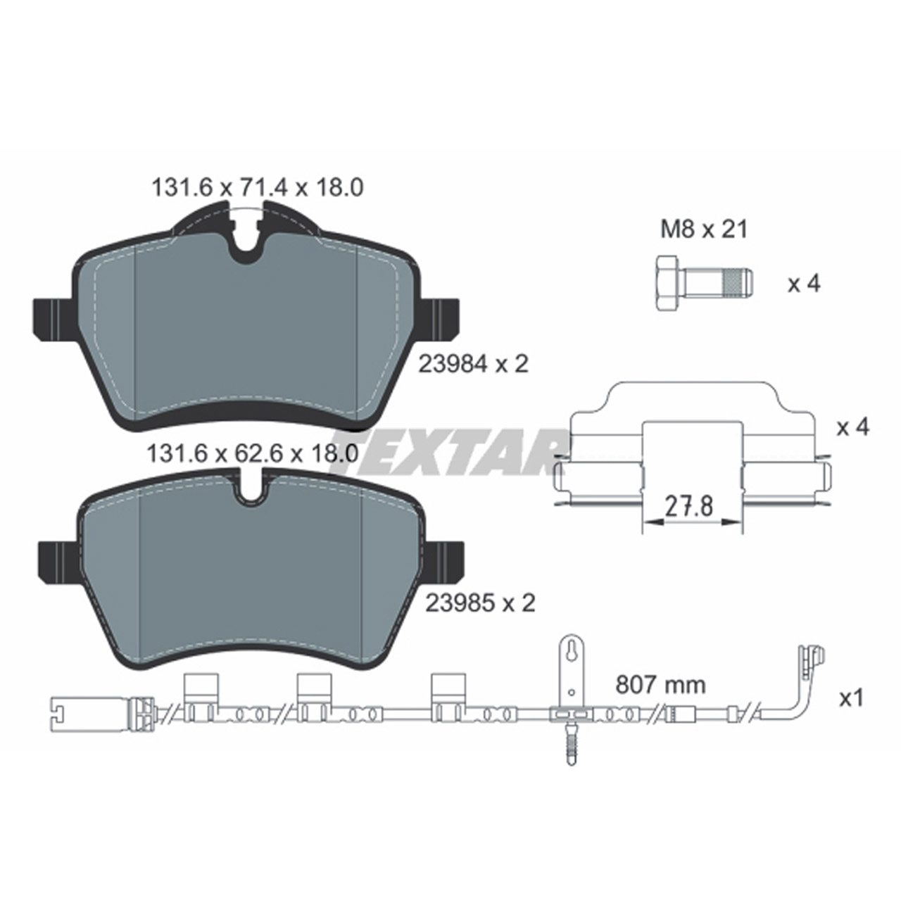 TEXTAR 2398407 Bremsbeläge + Warnkontaktsensor MINI R56 Cooper S 163 PS vorne 34112289146