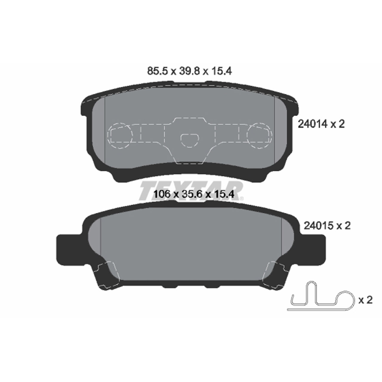 TEXTAR 2401401 Bremsbeläge JEEP Compass (MK49) 17 Zoll Patriot (MK74) ohne ABS hinten