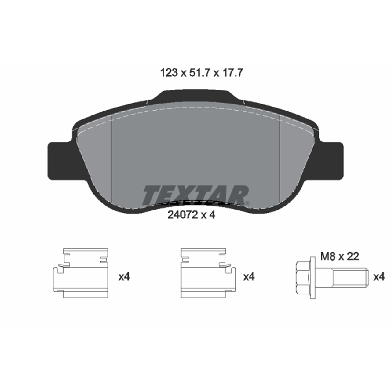 TEXTAR 2407201 Bremsbeläge Bremsklötze Bremsbelagsatz FIAT Panda (169_) 1.2 1.3 D vorne