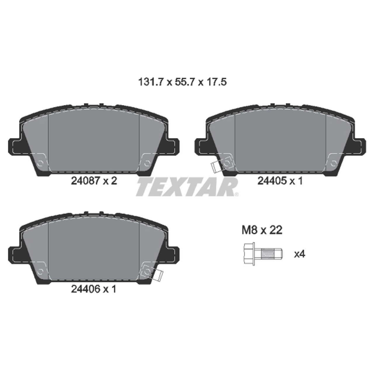 TEXTAR 2408701 Bremsbeläge Bremsklötze HONDA Civic 8 Hatchback (FN, FK) vorne