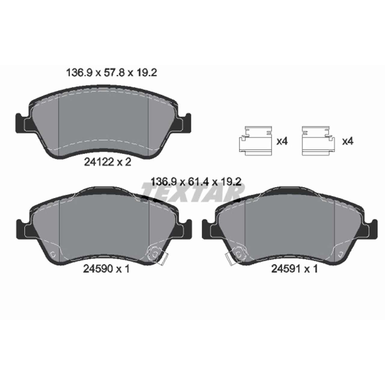 TEXTAR 2412201 Bremsbeläge Bremsklötze Bremsbelagsatz TOYOTA Auris (_E15_) vorne