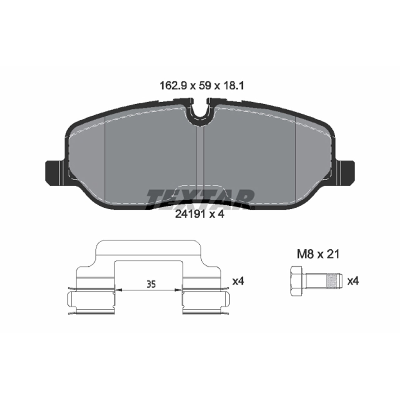 TEXTAR 2419101 Bremsbeläge LAND ROVER Range Rover 3 (L322) / Sport 1 (L320) vorne