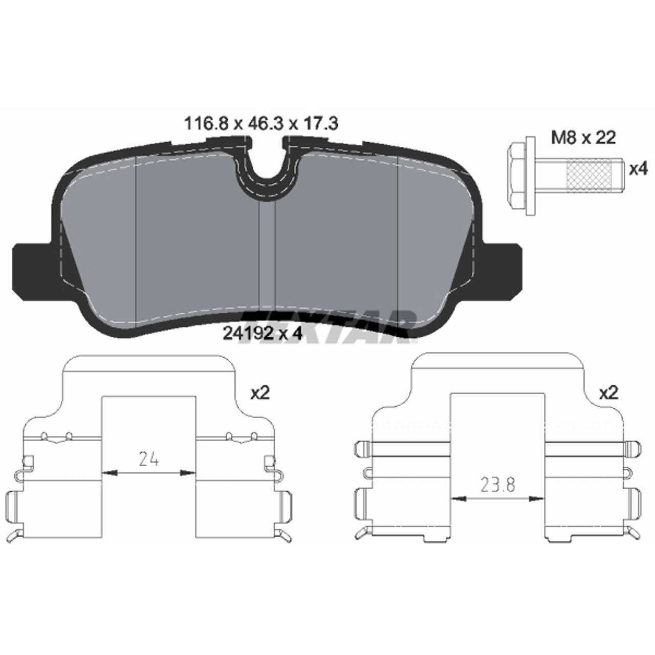 TEXTAR 2419204 Bremsbeläge LAND ROVER Range Rover 3 (L322) / Sport 1 (L320) hinten