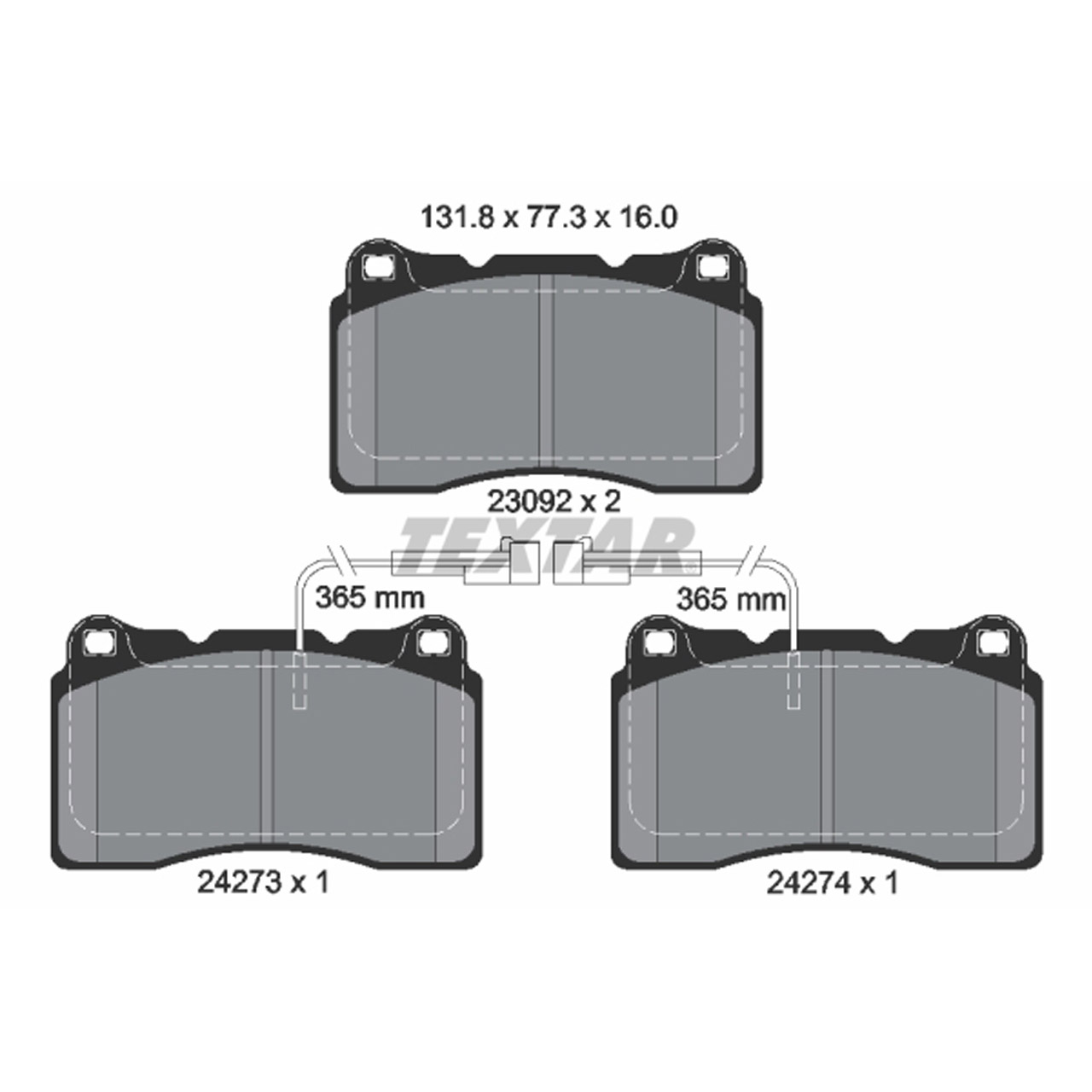 TEXTAR 2427301 Bremsbeläge + Warnsensor ALFA ROMEO 147 GT (937_) 156 (932_) 3.2 GTA vorne