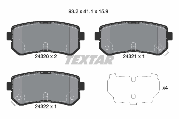 TEXTAR Bremsbeläge HYUNDAI Accent 3 KIA Rio 2 Sportage (JE KM) 2432001 hinten