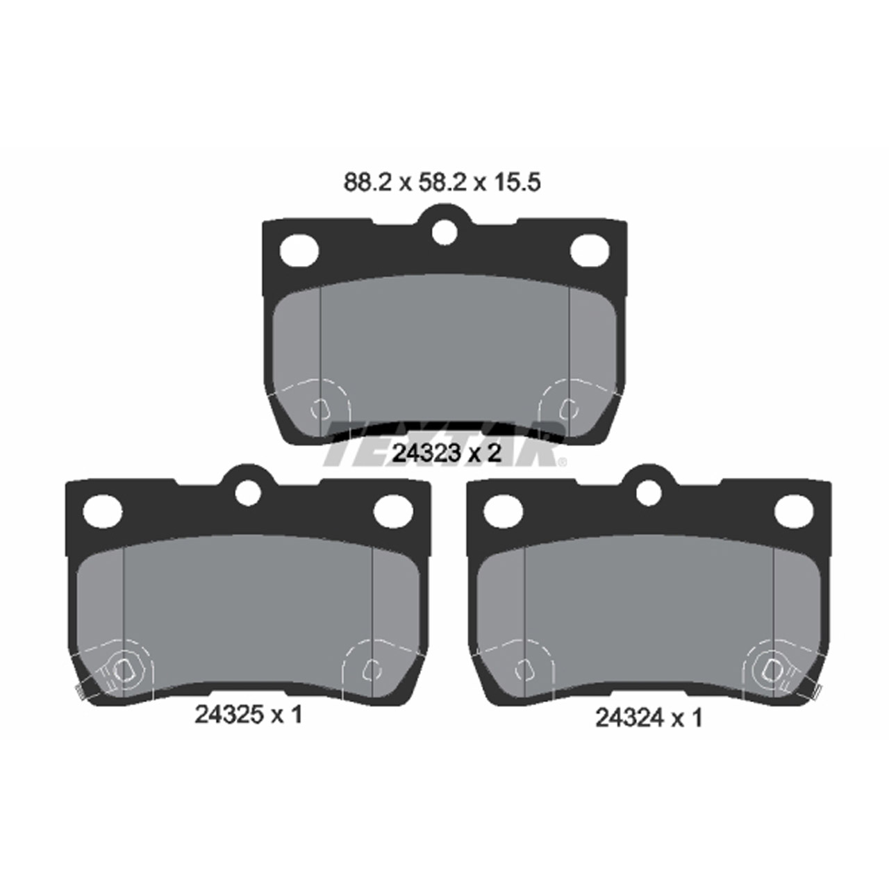 TEXTAR 2432301 Bremsbeläge Bremsklötze Bremsbelagsatz LEXUS IS II (_E2_) GS (_S19_) hinten