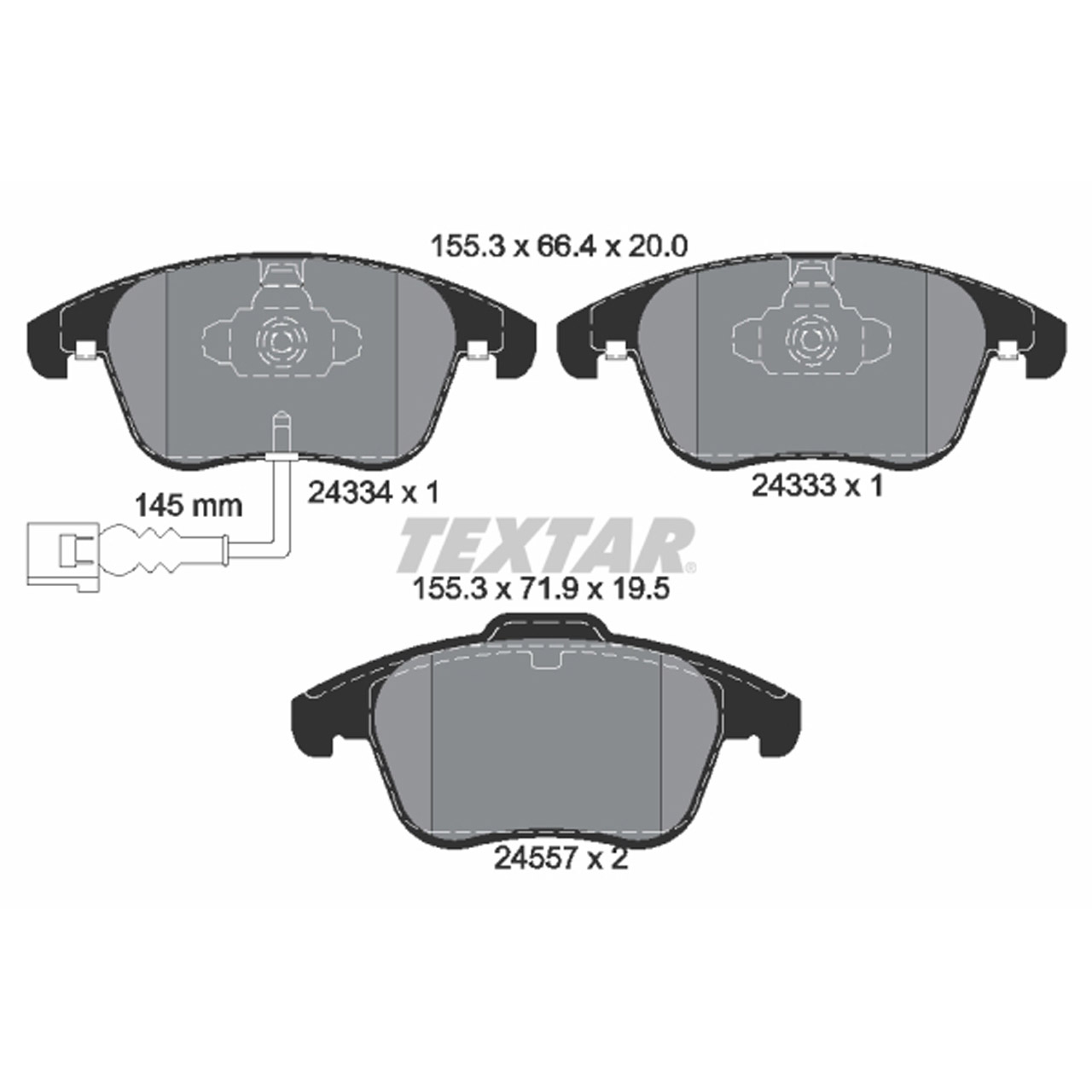 TEXTAR 2433401 Bremsbeläge + Warnkontaktsensor VW Tiguan (5N_) AUDI Q3 (8U) PR-1ZD vorne