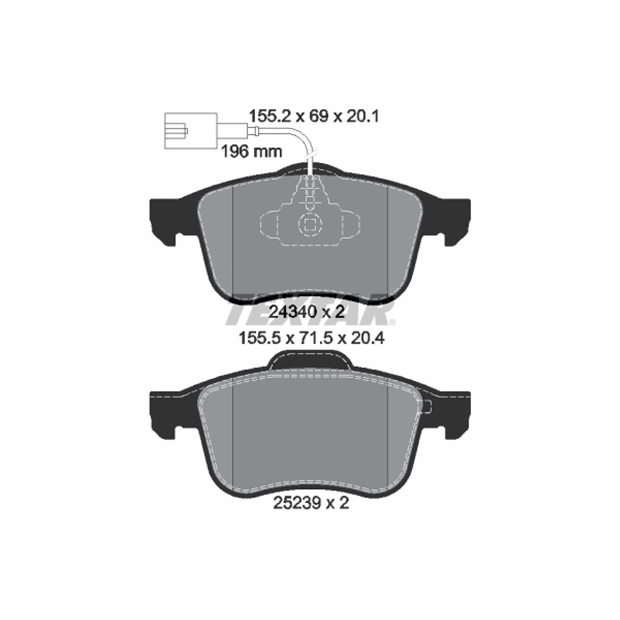 TEXTAR 2434001 Bremsbeläge + Warnsensor ALFA ROMEO Giulietta (940_) ohne Sportpaket vorne
