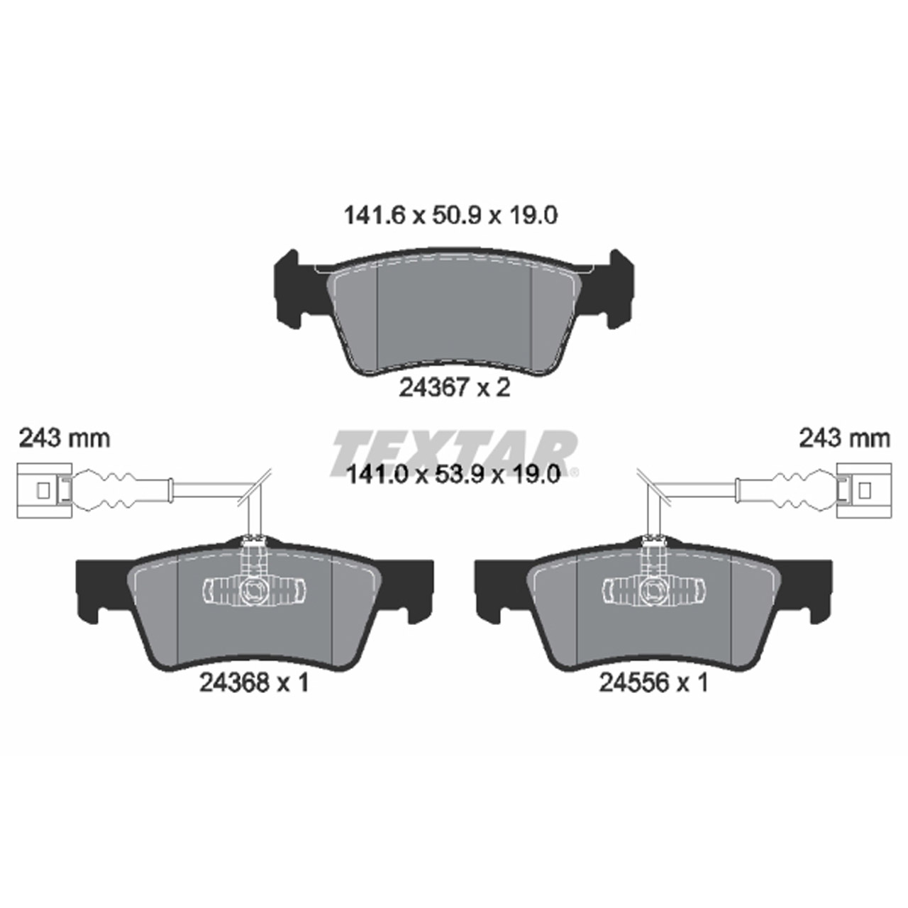 TEXTAR 2436701 Bremsbeläge + Warnkontaktsensor VW Touareg (7L) PR-1KE hinten 7L6698451