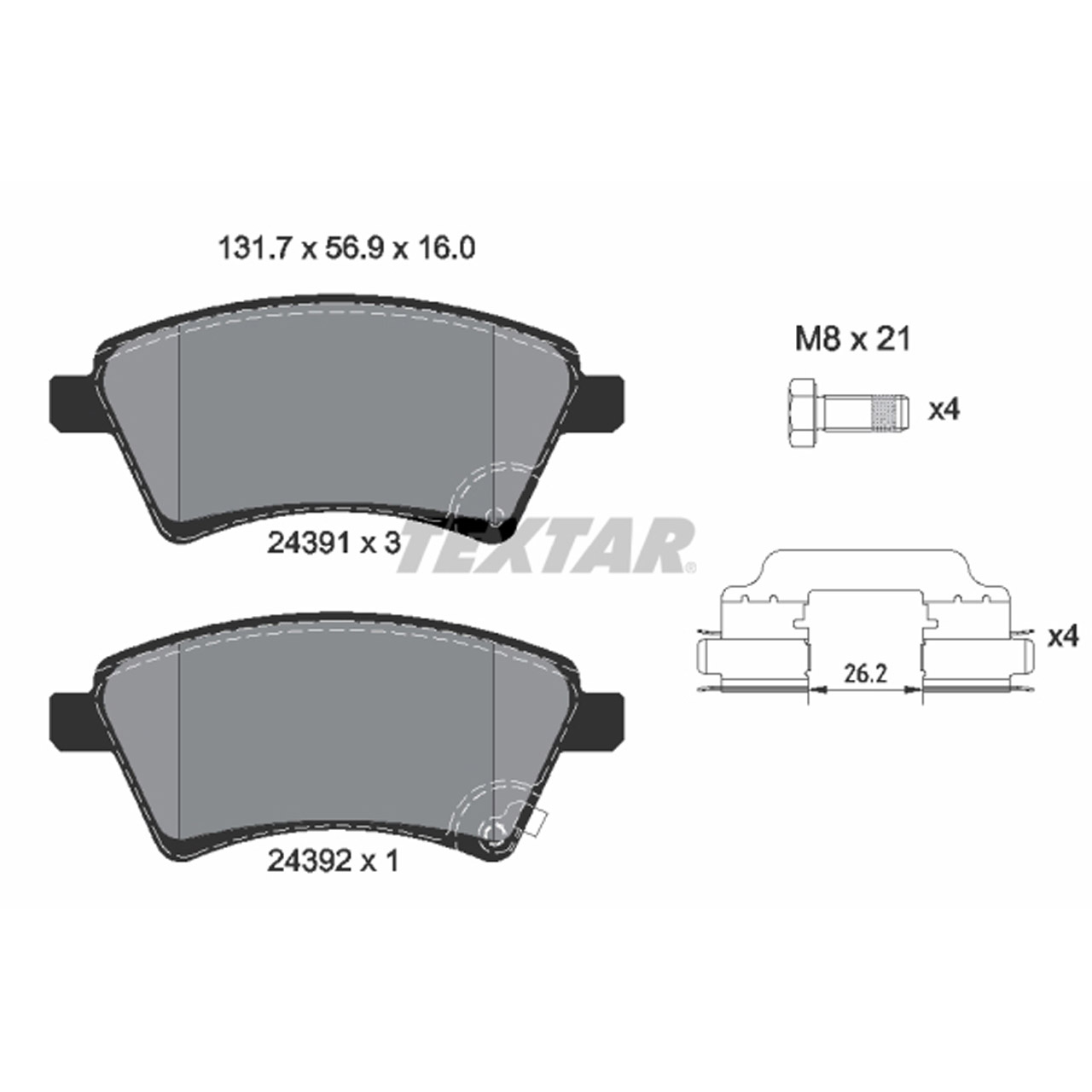 TEXTAR 2439101 Bremsbeläge Bremsklötze FIAT Sedici (189_) SUZUKI SX4 Fgst. TSM vorne