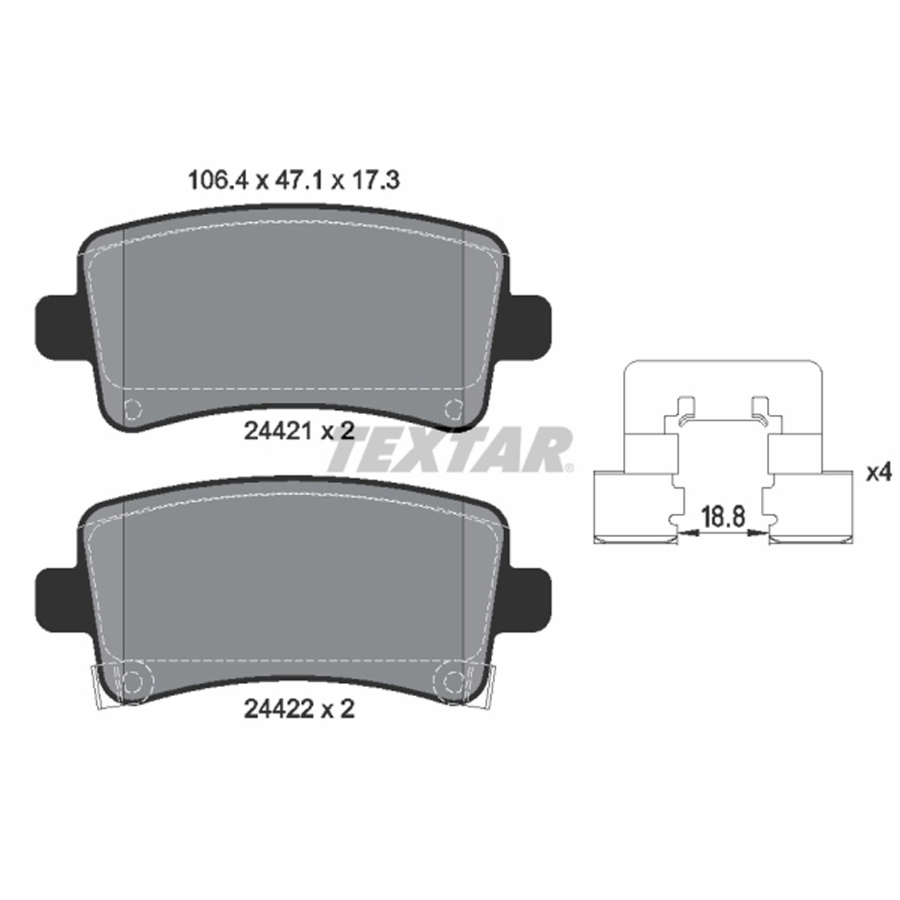 TEXTAR 2442101 Bremsbeläge CHEVROLET Malibu OPEL Insignia A SAAB 9-5 (YS3G) 16 Zoll hinten