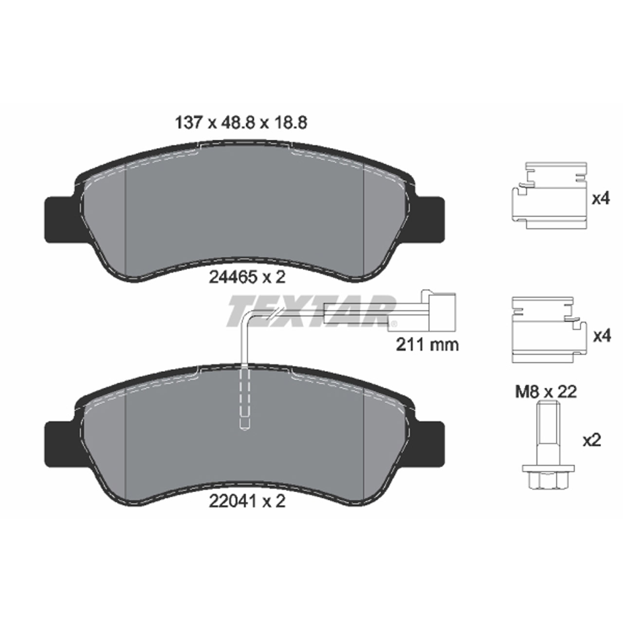 TEXTAR 2446503 Bremsbeläge + Sensor CITROEN Jumper 2 FIAT Ducato OPEL PEUGEOT Boxer hinten