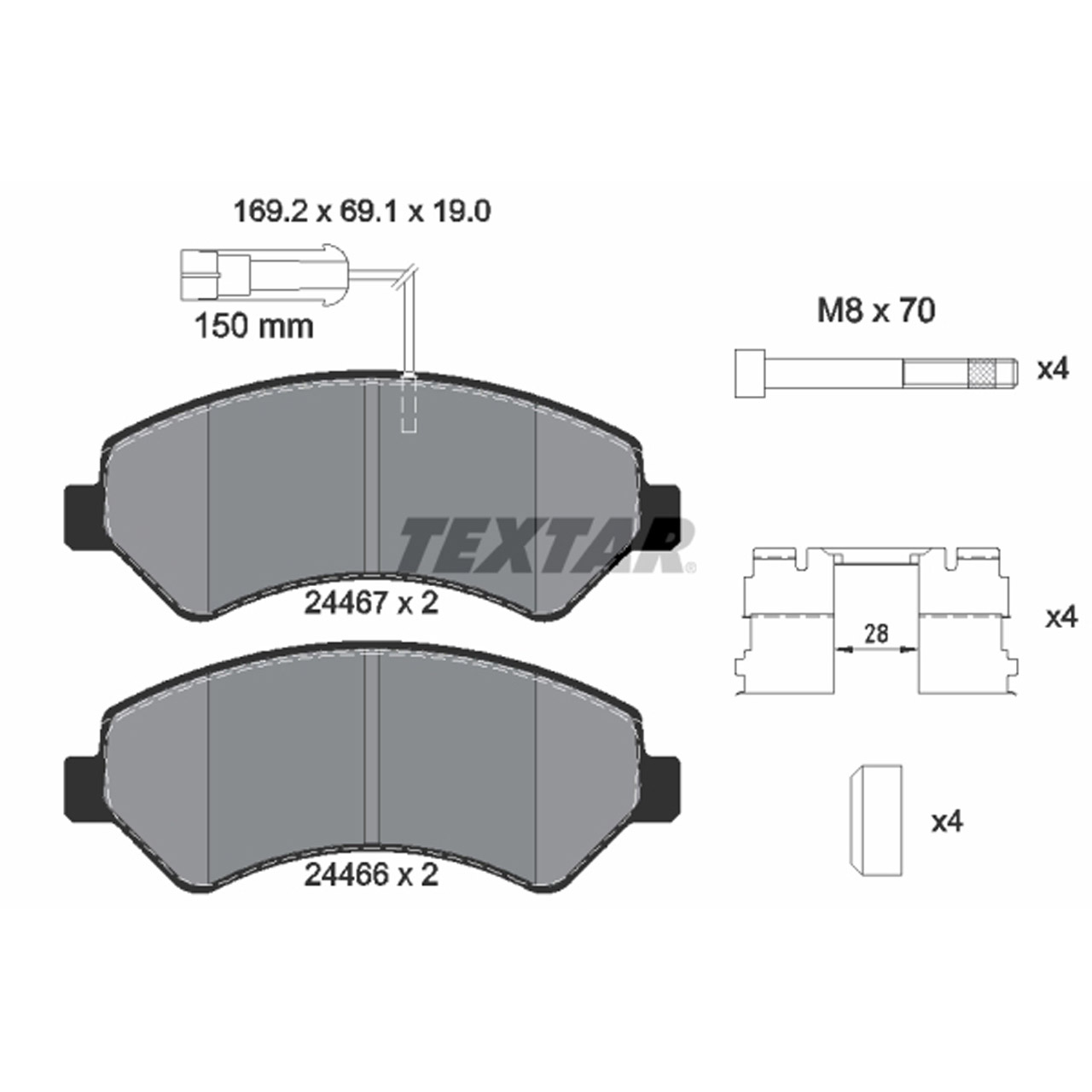 TEXTAR 2446703 Bremsbeläge + Sensor CITROEN Jumper 2 FIAT Ducato OPEL PEUGEOT Boxer vorne