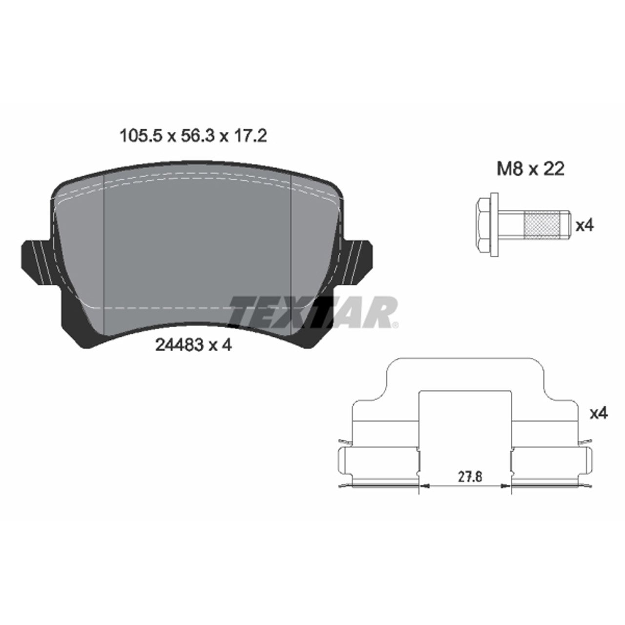 TEXTAR 2448302 Bremsbeläge Bremsklötze VW Passat B6 B7 PR-2EA hinten 3C0698451C