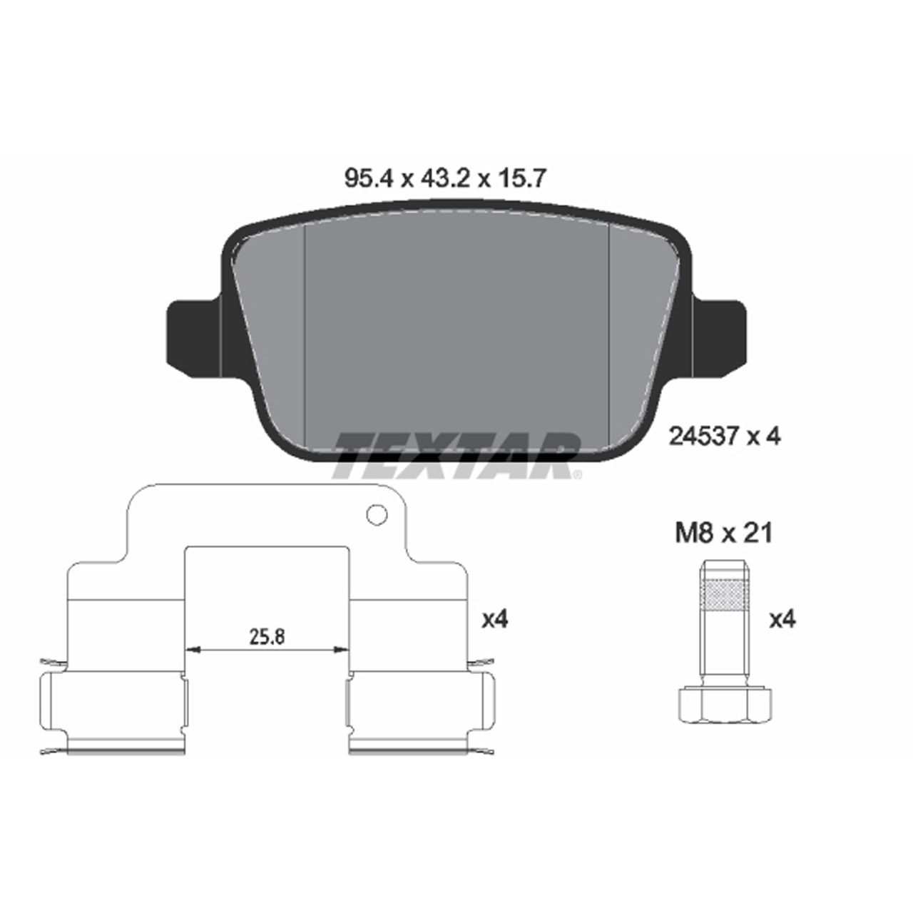 TEXTAR 2453701 Bremsbeläge LAND ROVER Freelander 2 (L359) bis Fgst. CH999999 hinten