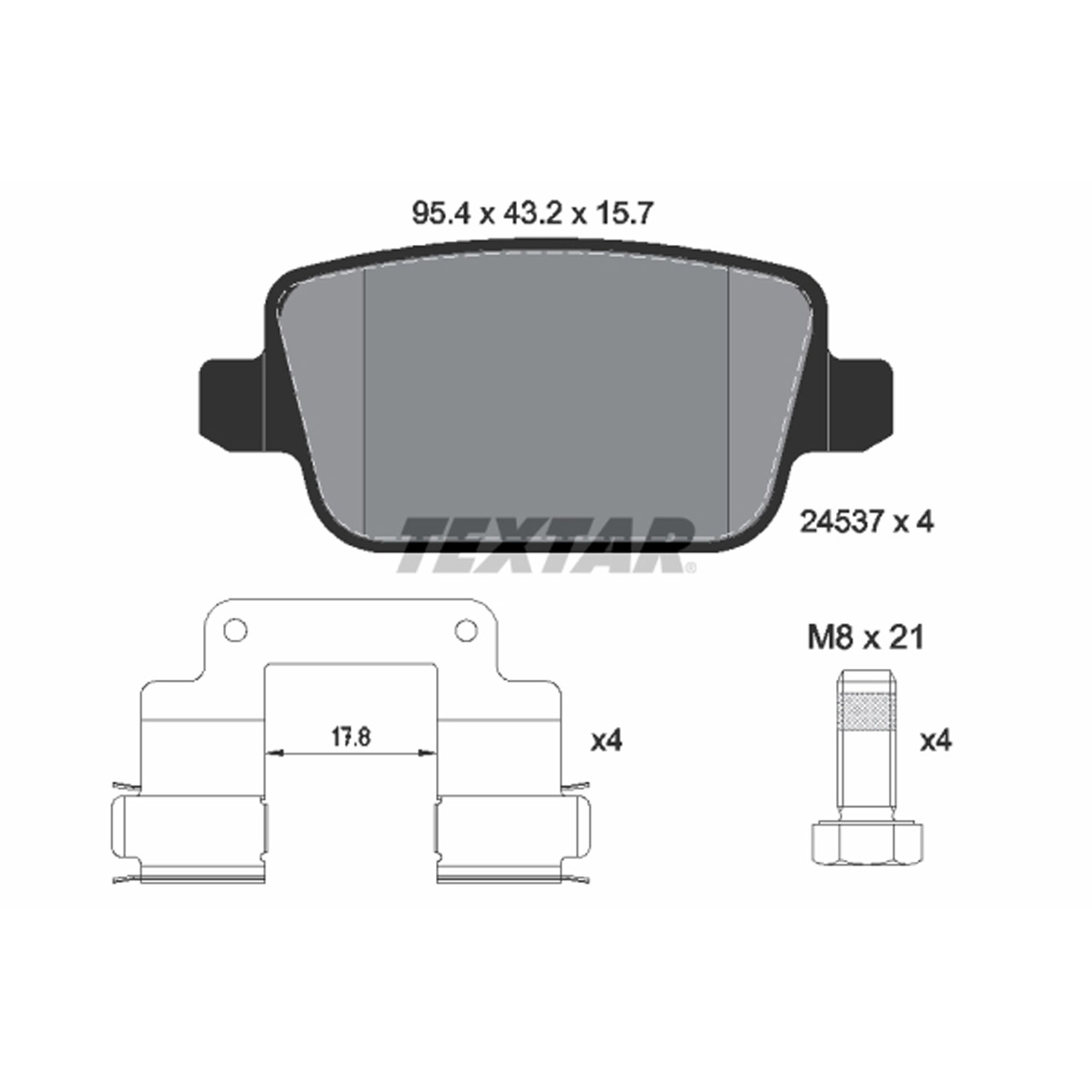 TEXTAR 2453702 Bremsbeläge LAND ROVER Freelander 2 (L359) bis Fgst. CH999999 hinten