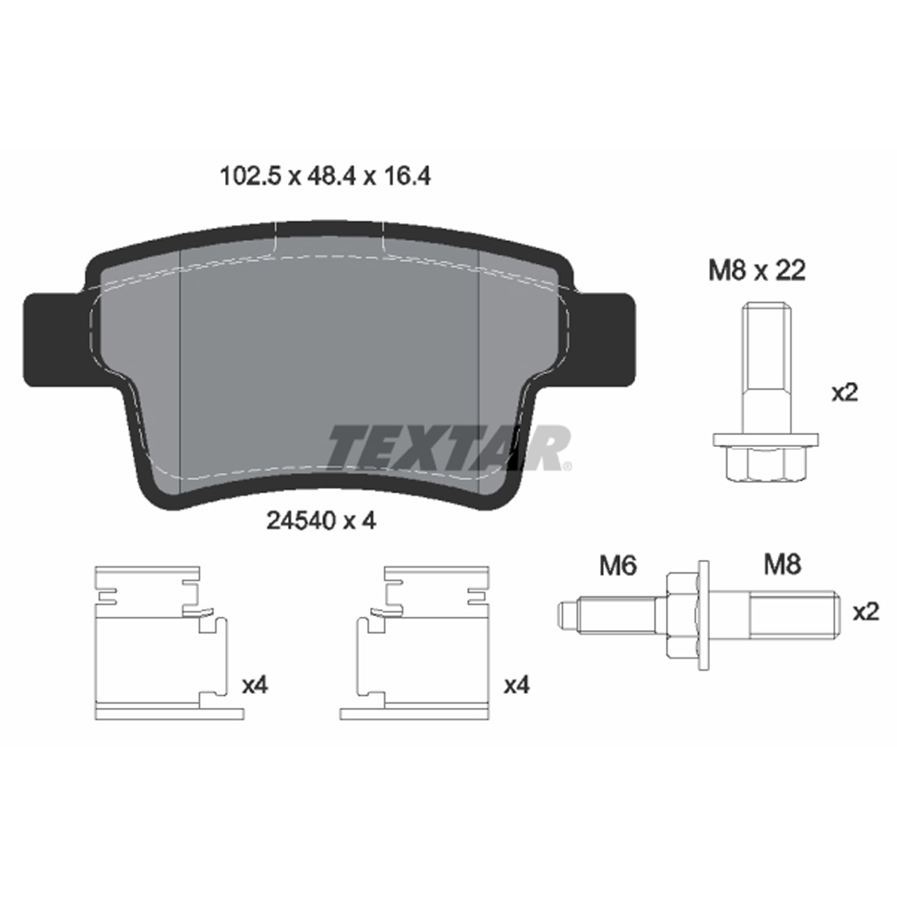 TEXTAR 2454001 Bremsbeläge Bremsklötze CITROEN C4 Grand / Picasso 1 hinten