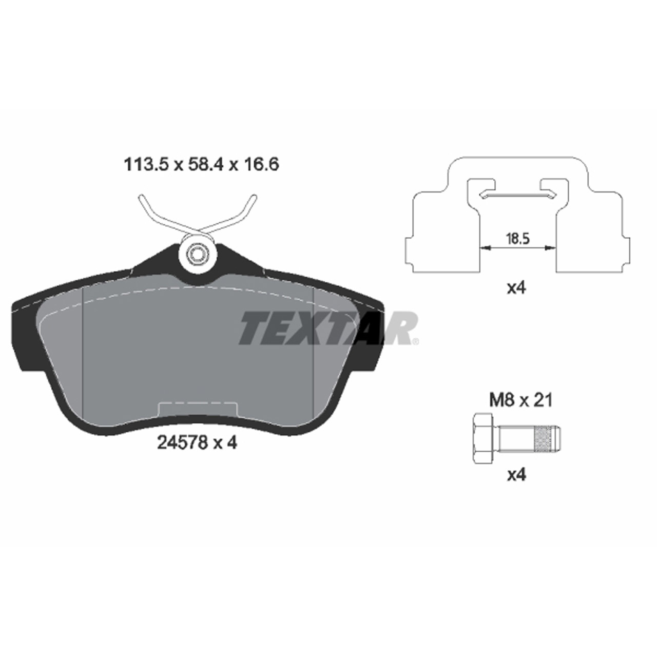 TEXTAR 2457801 Bremsbeläge CITROEN Jumpy 2 FIAT Scudo PEUGEOT Expert TOYOTA hinten