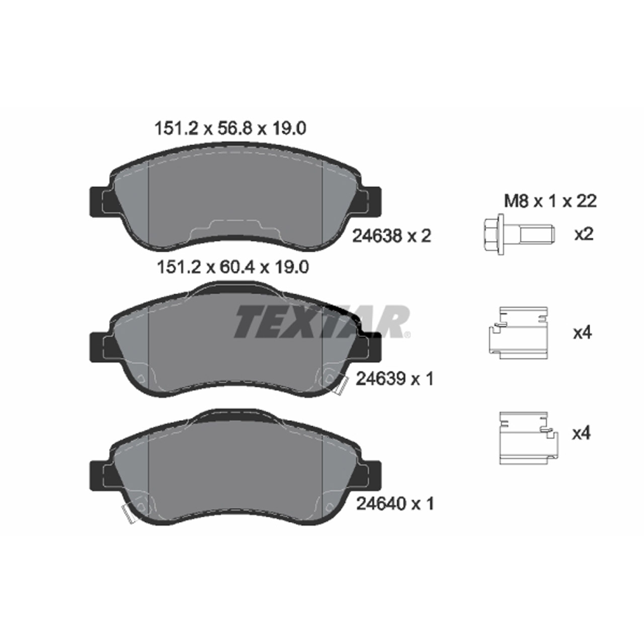 TEXTAR 2463801 Bremsbeläge Bremsklötze HONDA CR-V 3 (RE_) 4 (RM_) mit BOSCH-System vorne