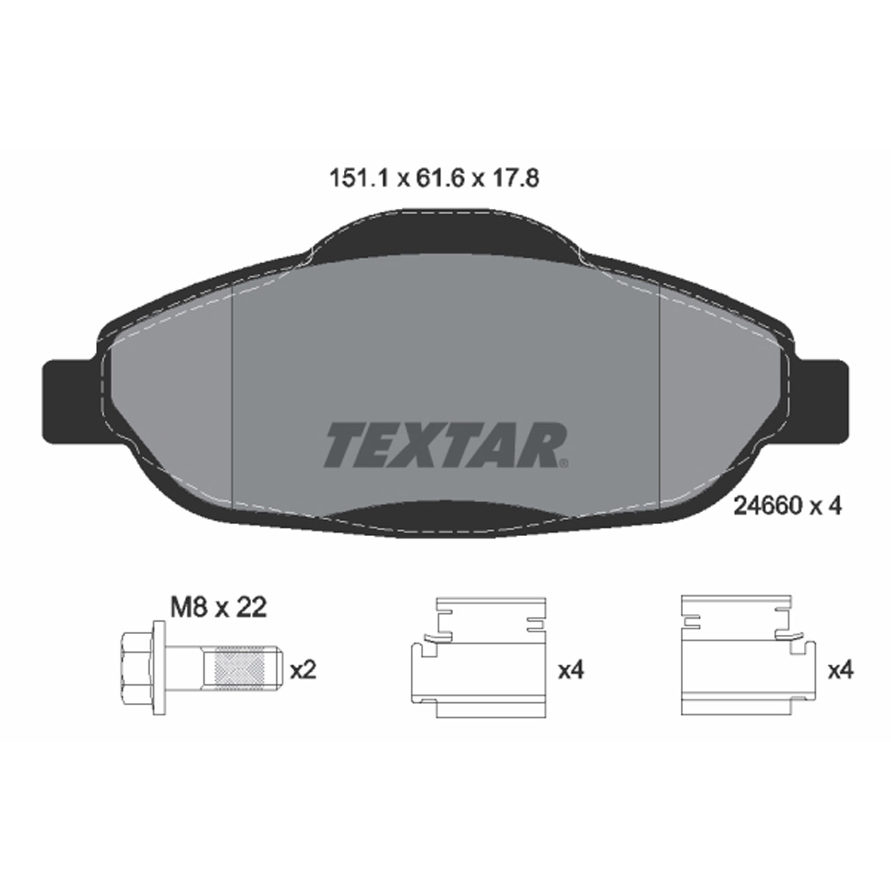 TEXTAR 2466001 Bremsbeläge Bremsklötze Bremsbelagsatz PEUGEOT 3008 (0U_) 308 I vorne