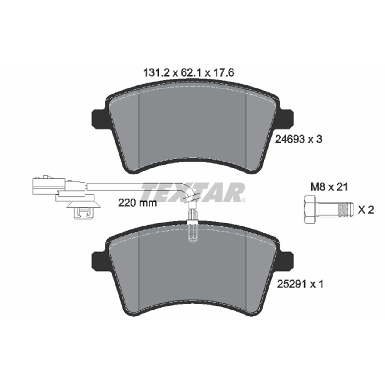 TEXTAR 2469306 Bremsbeläge + Warnsensor NISSAN NV250 X61 RENAULT Kangoo 15/16 Zoll vorne