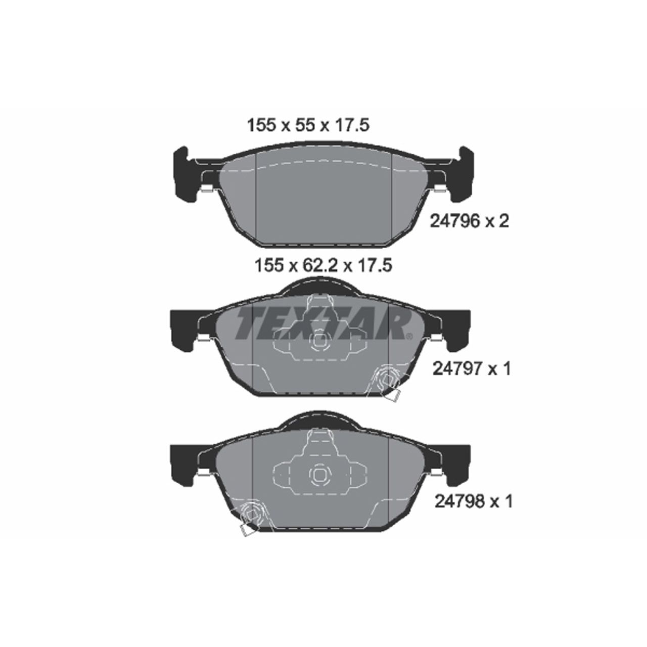 TEXTAR 2479601 Bremsbeläge Bremsklötze HONDA Accord 8 (CU CW) mit 296mm vorne