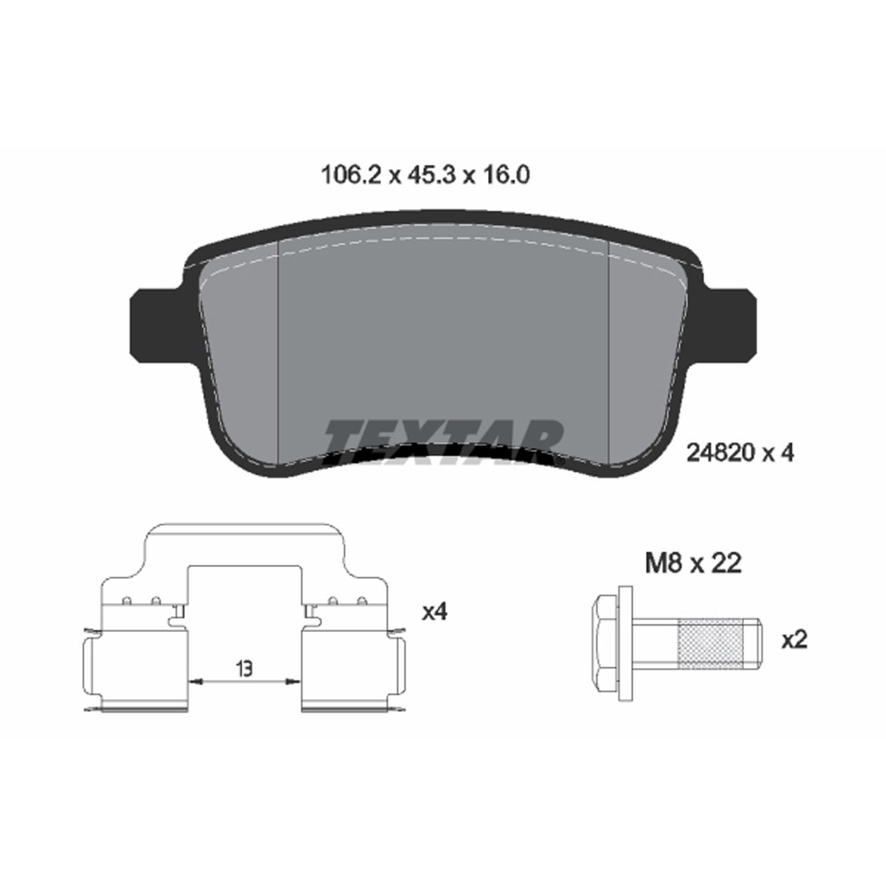 TEXTAR 2482001 Bremsbeläge RENAULT Clio 5 Fluence Megane 3 4 Scenic 3 Zoe (BFM_) hinten