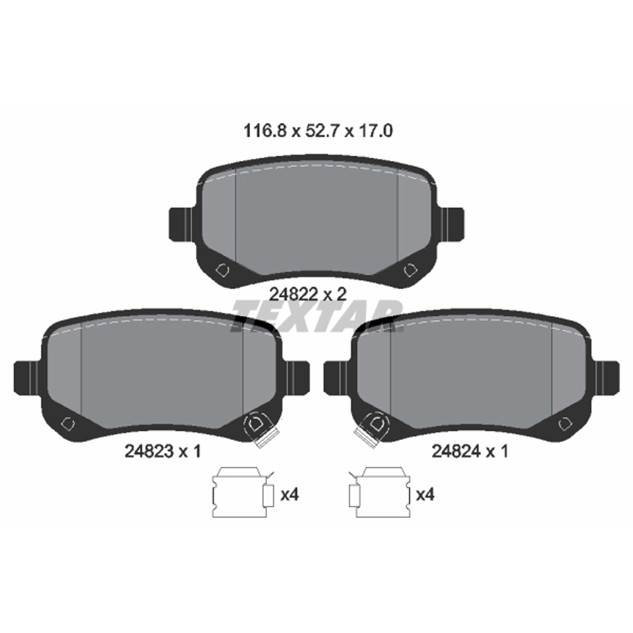 TEXTAR 2482201 Bremsbeläge CHRYSLER Grand Voyager 5 (RT) BRE bis 04.2012 hinten