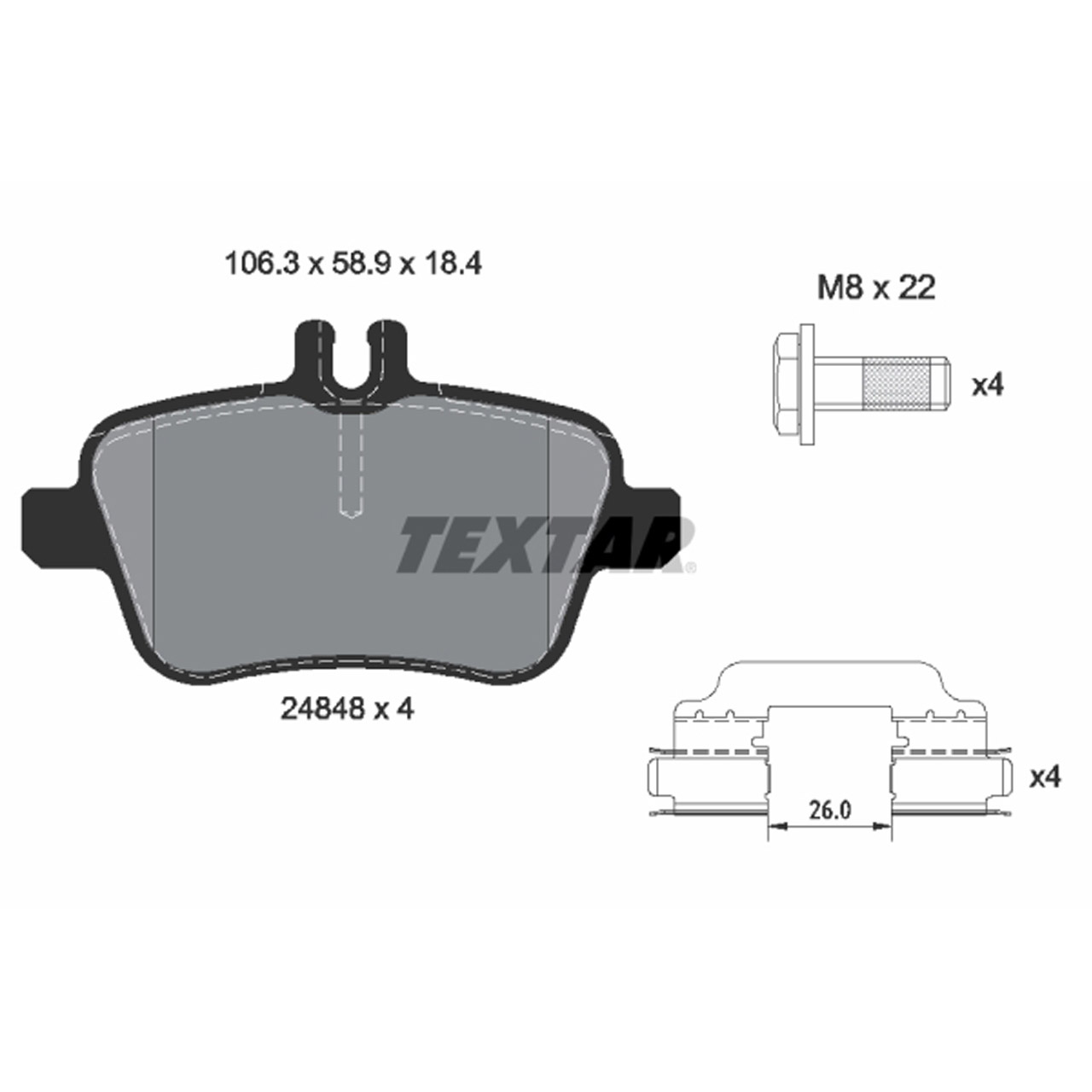 TEXTAR 2484805 Bremsbeläge Bremsklötze MERCEDES W176 C117 X117 X156 mit Sportpaket hinten