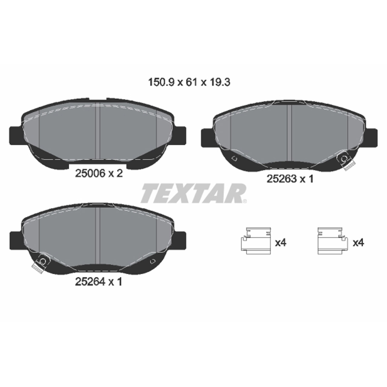 TEXTAR 2500601 Bremsbeläge TOYOTA Avensis (_T27_) Verso (_R2_) 2.0/2.2 D-4D vorne