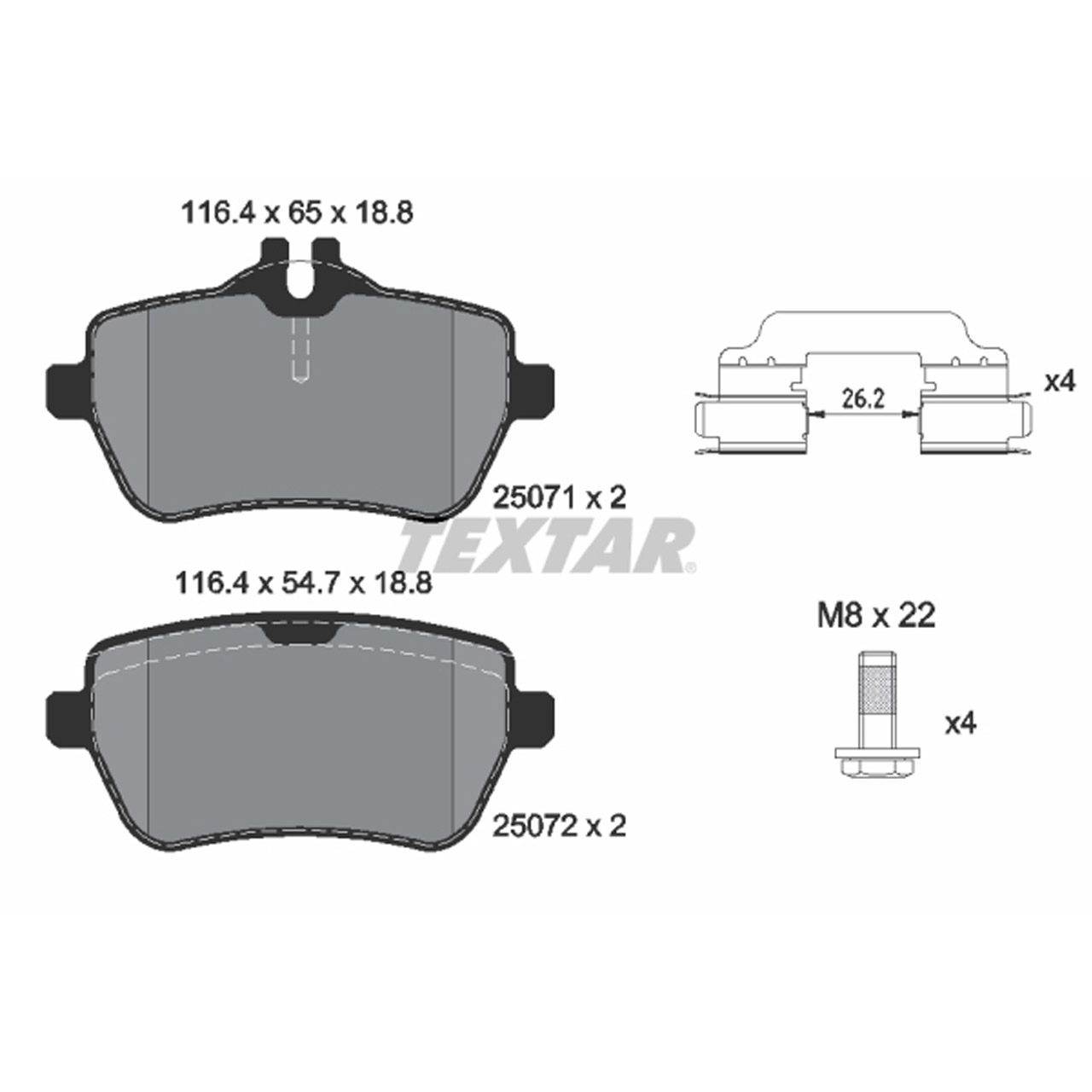 TEXTAR 2507101 Bremsbeläge Bremsklötze MERCEDES SL R231 350 400 500 306-455 PS hinten