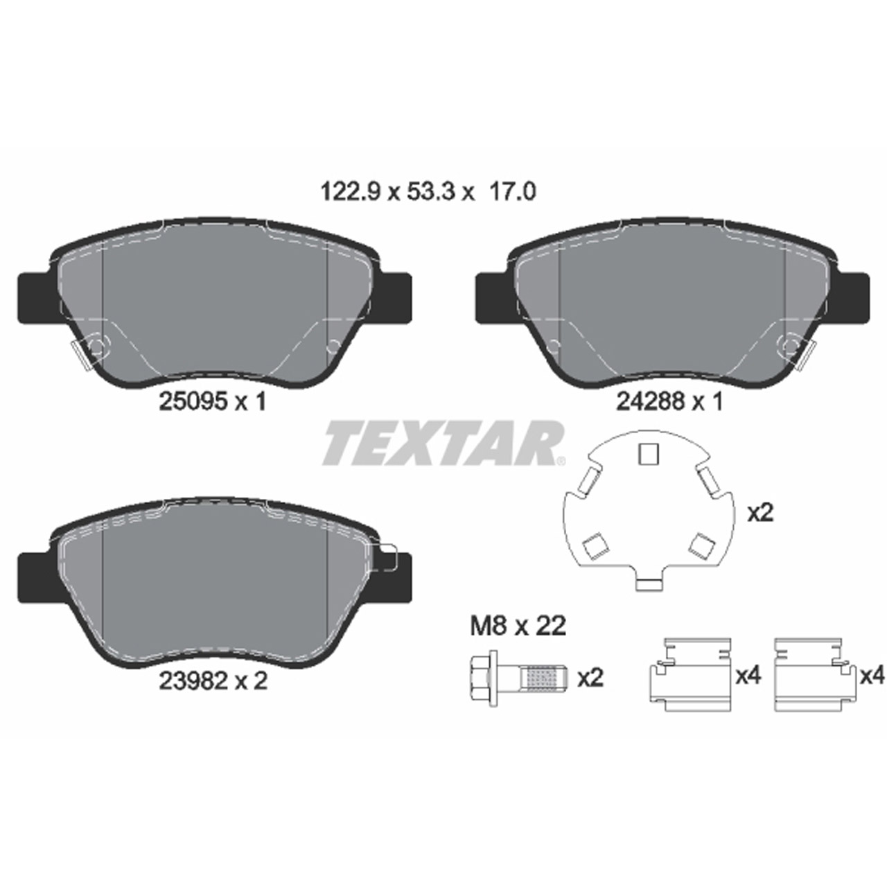 TEXTAR 2509501 Bremsbeläge Bremsklötze OPEL Adam (M13) 14 Zoll bis Fgst. F6999999 vorne