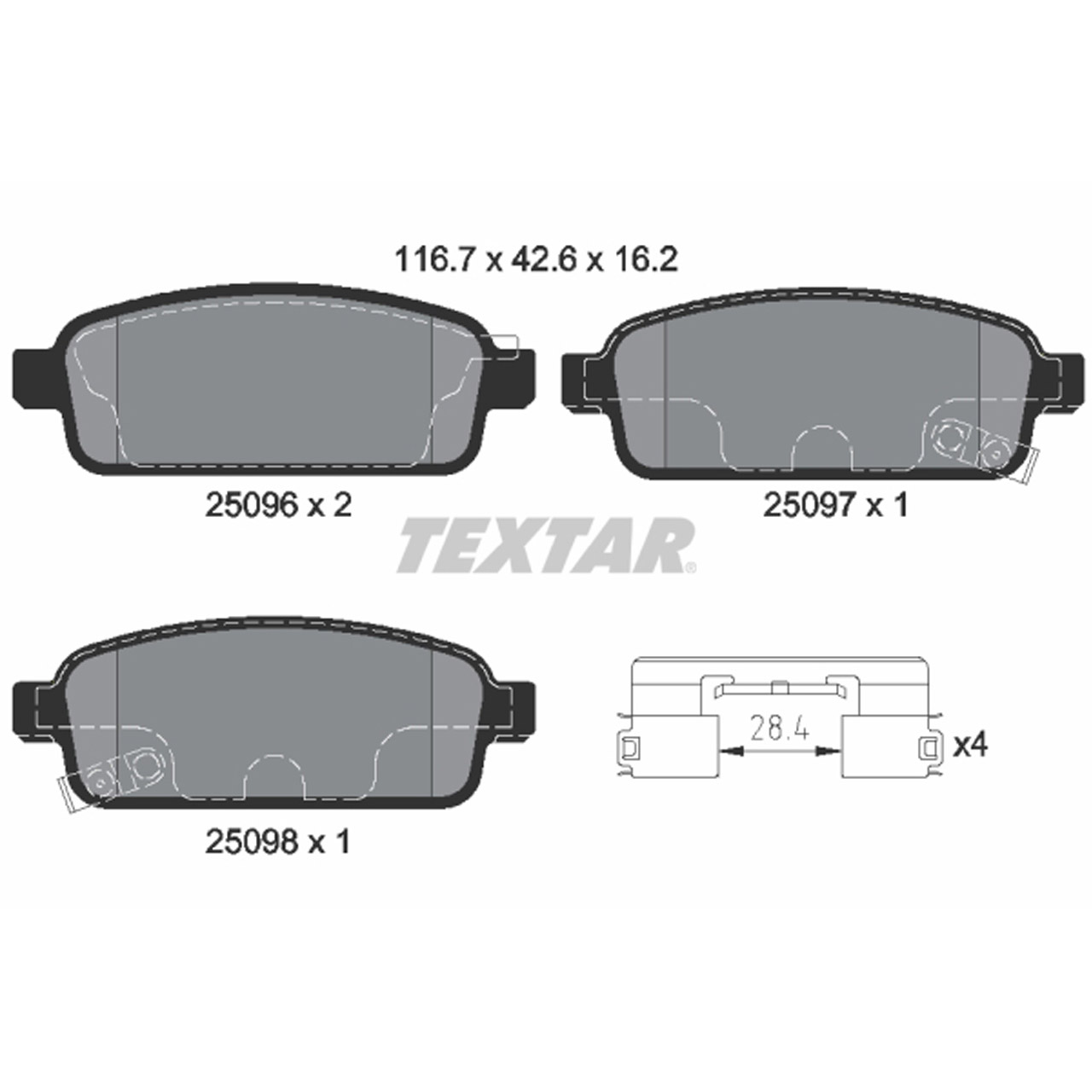 TEXTAR 2509606 Bremsbeläge Bremsklötze OPEL Astra J GTC OPC Zafira Tourer C 17 Zoll hinten