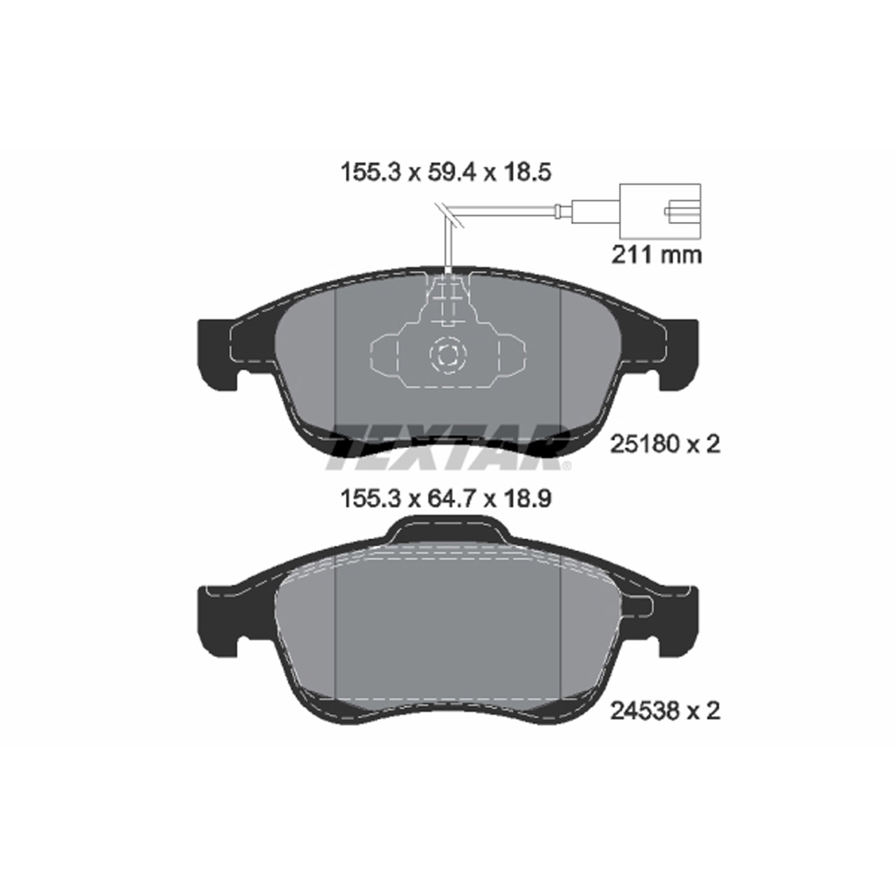 TEXTAR 2518001 Bremsbeläge + Warnkotnaktsensor ALFA ROMEO Giulietta (940_) vorne 77365355