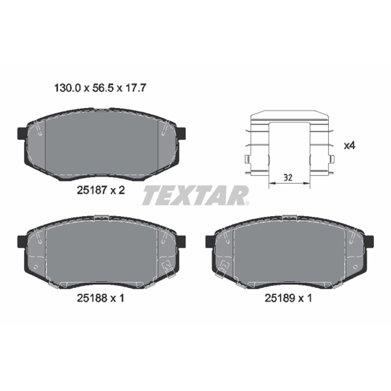 TEXTAR 2518701 Bremsbeläge Bremsklötze HYUNDAI ix20 (JC) KIA Soul 2 (PS) 15 Zoll vorne