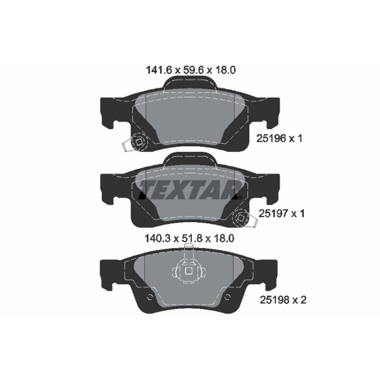 TEXTAR 2519601 Bremsbeläge Bremsklötze JEEP Grand Cherokee 4 (WK, WK2) hinten