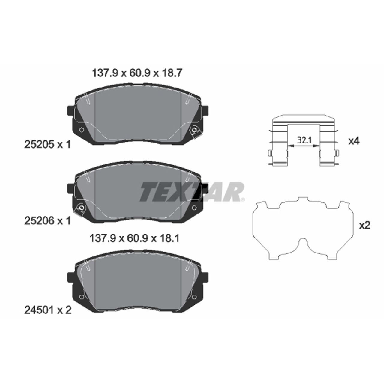 TEXTAR 2520504 Bremsbeläge HYUNDAI Kona OS Tucson TL KIA CeeD CD Optima Sportage 4 5 vorne