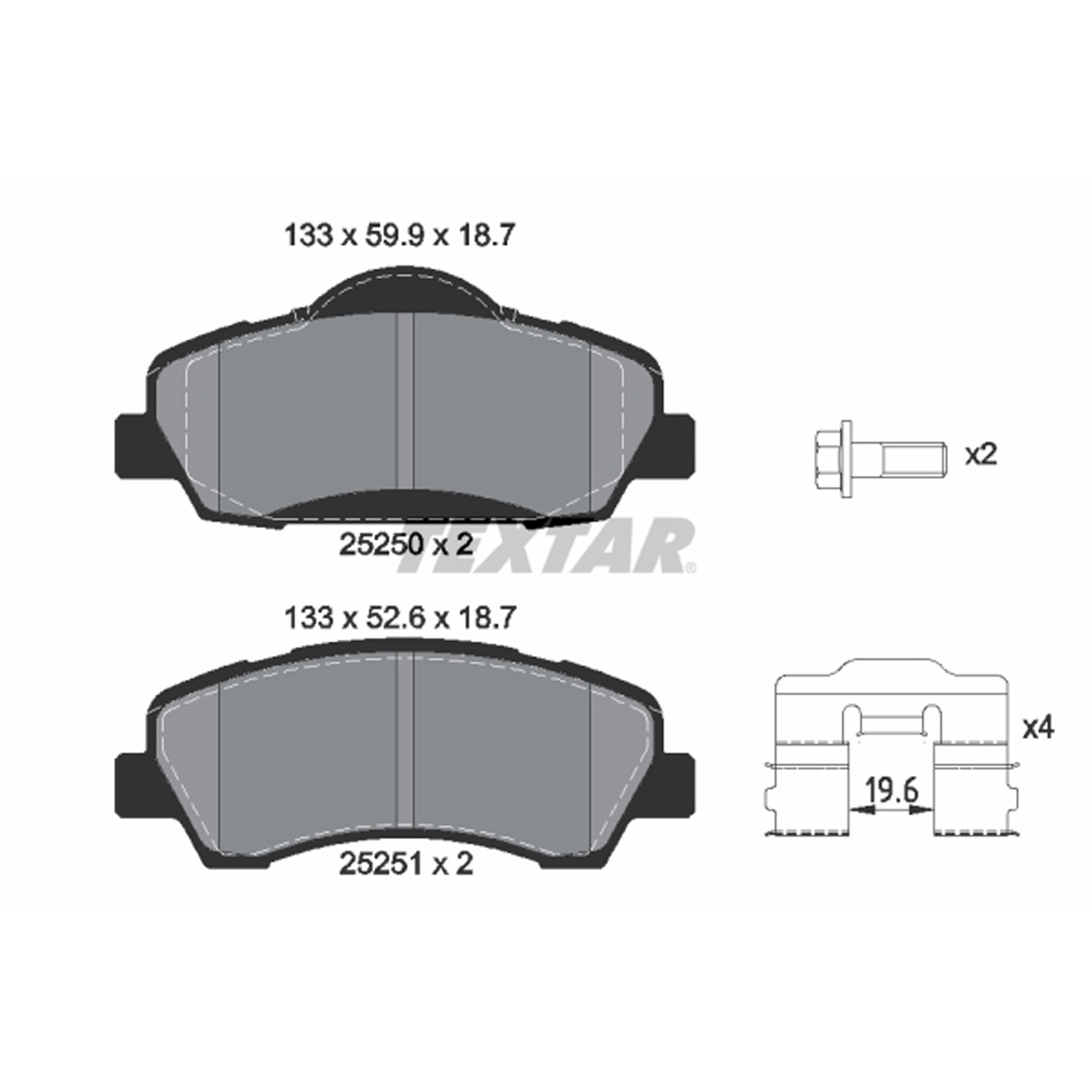 TEXTAR 2525001 Bremsbeläge Bremsklötze CITROEN C-ELYSEE C4 Cactus PEUGEOT 301 308 II vorne