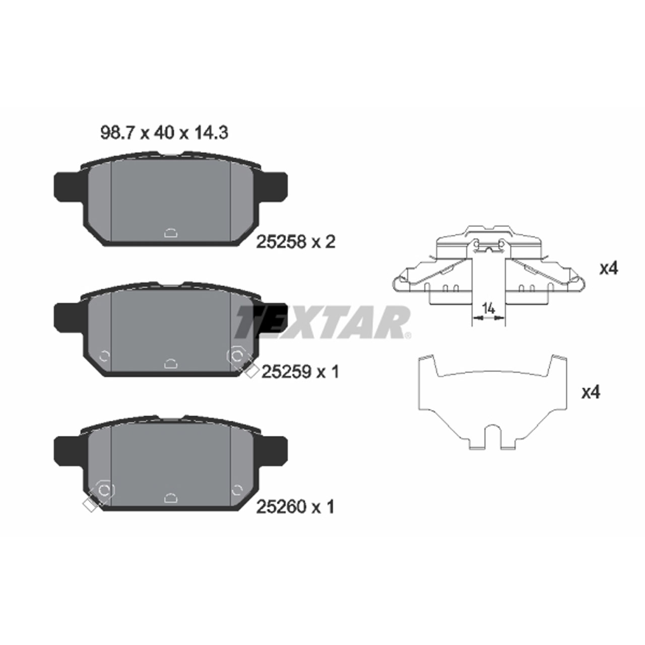 TEXTAR 2525801 Bremsbeläge SUZUKI Baleno SX4 / S-Cross Swift 4 5 Vitara LY hinten