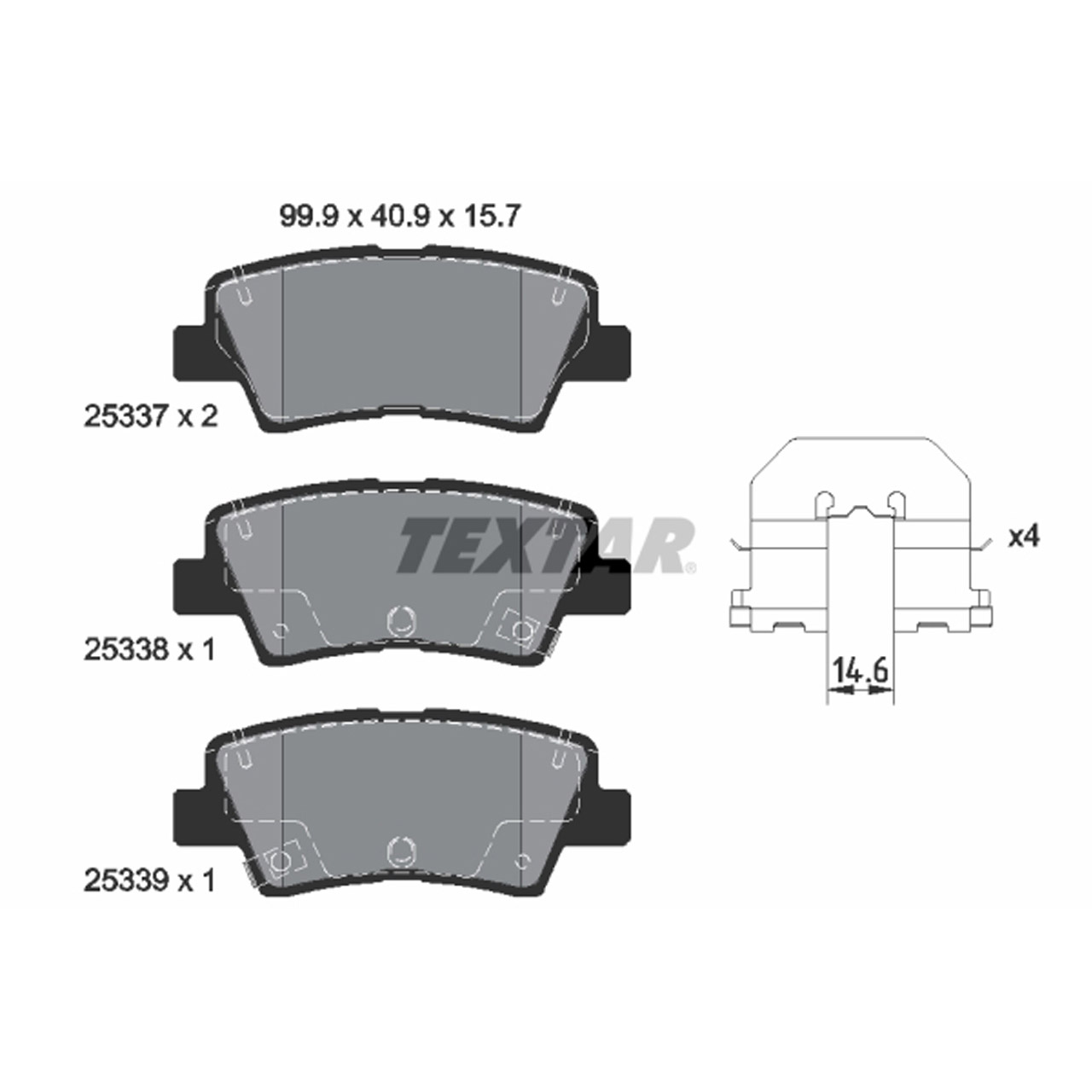 TEXTAR 2533701 Bremsbeläge HYUNDAI i10 i20 i30 i40 KIA Cee'D Optima Rio Sportage hinten