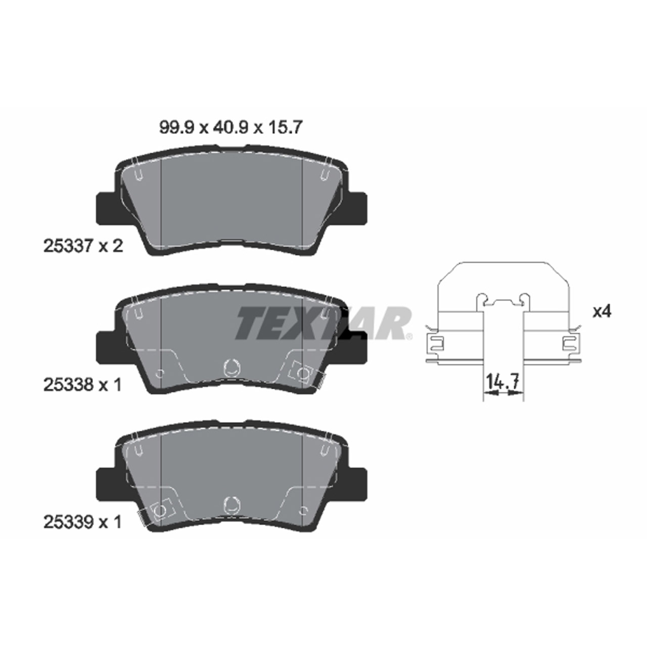 TEXTAR 2533703 Bremsbeläge HYUNDAI i10 i20 i30 GD PD KIA Cee'D CD Niro 1 Soul 2 hinten