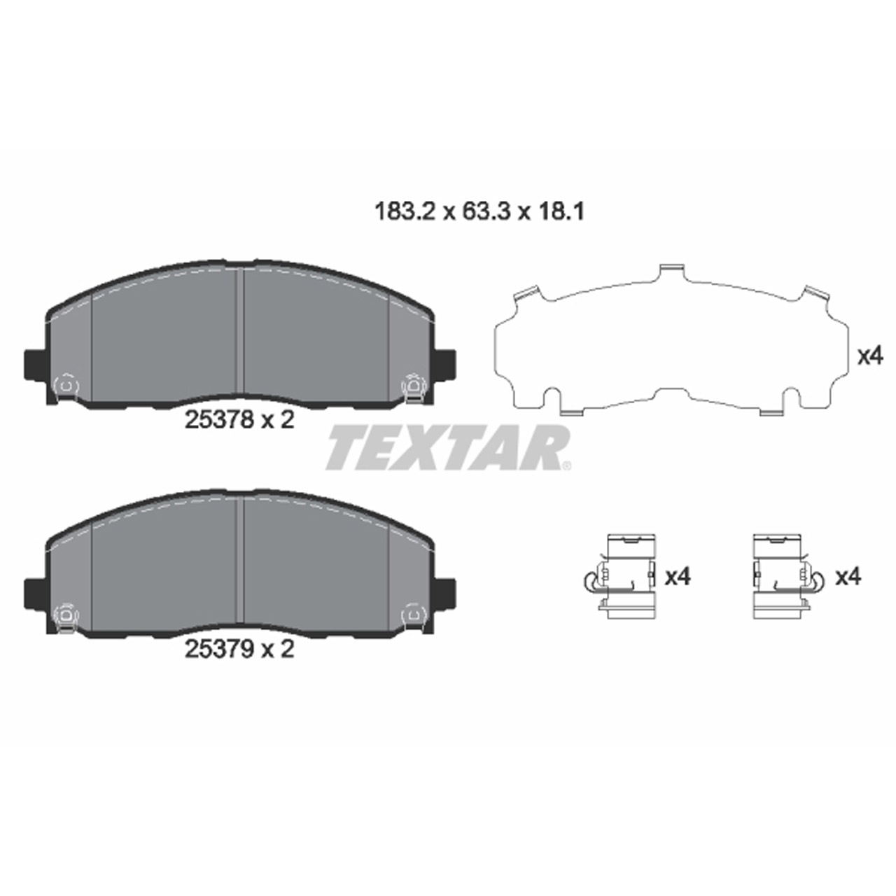 TEXTAR 2537801 Bremsbeläge Bremsklötze CHRYSLER Grand Voyager 5 (RT) BR3/BRG vorne