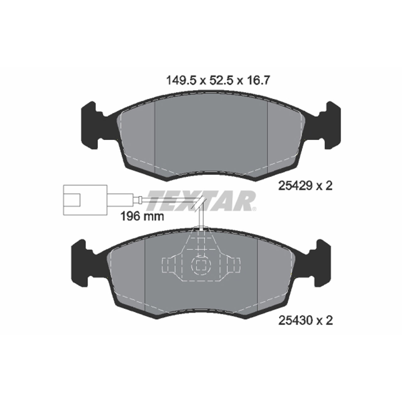 TEXTAR 2542901 Bremsbeläge + Warnsensor FIAT 500 / C (312_) Punto / Evo (199_) vorne