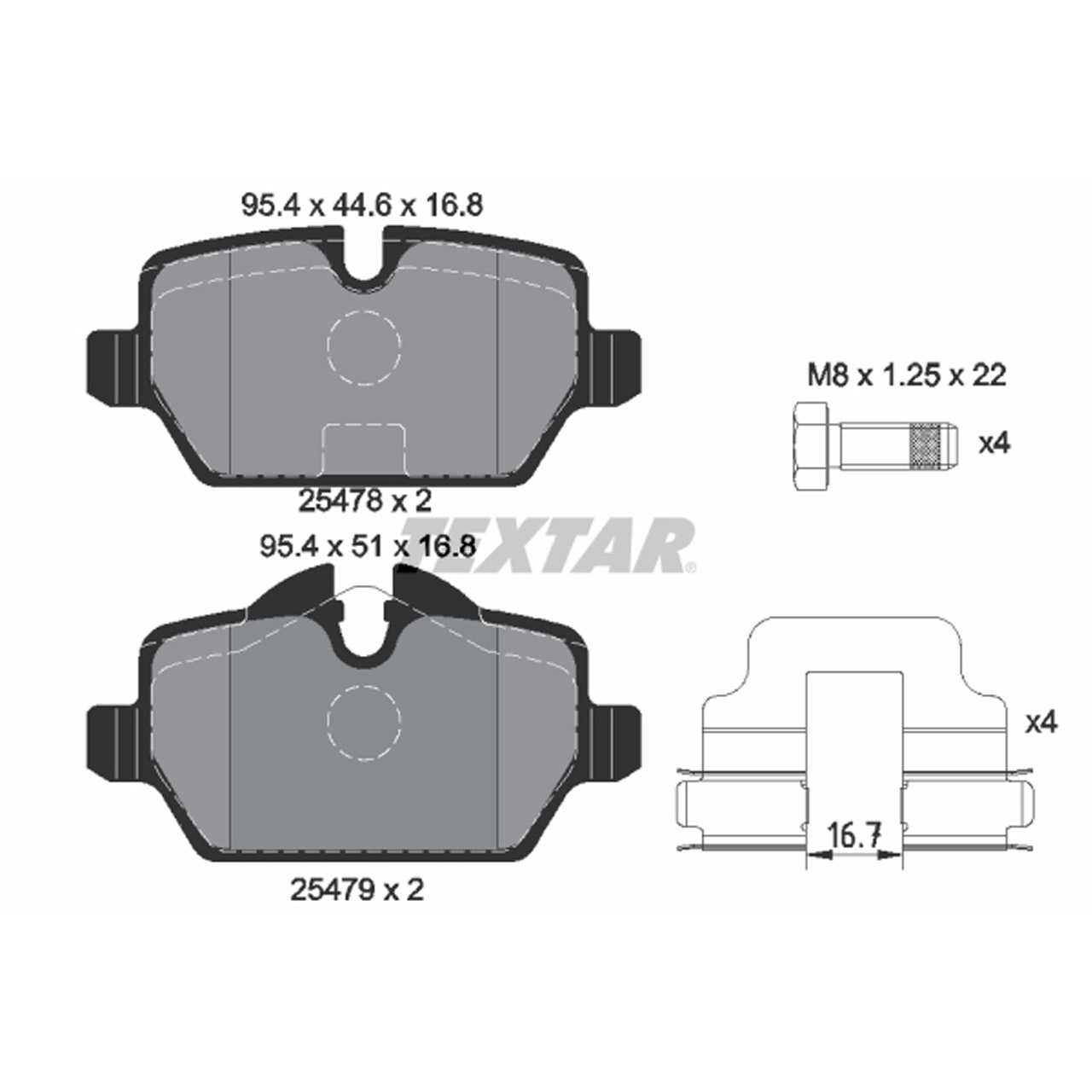 TEXTAR 2547801 Bremsbeläge Bremsklötze MINI Countryman R60 Paceman R61 hinten